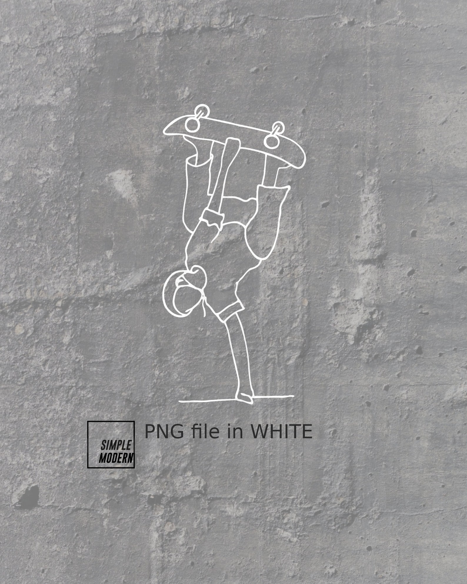 Invert Skateboarding Line Drawing SVG Digital Download, Skater Grab Skateboard Art, Cutting