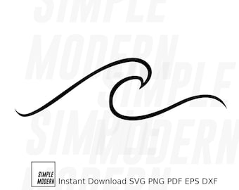 Hand-drawn Wave SVG, Simple and Clean Brush Stroke, Instant Download Ocean Waves Clipart, Tattoo Wave Symbol, Personal and Commercial Use