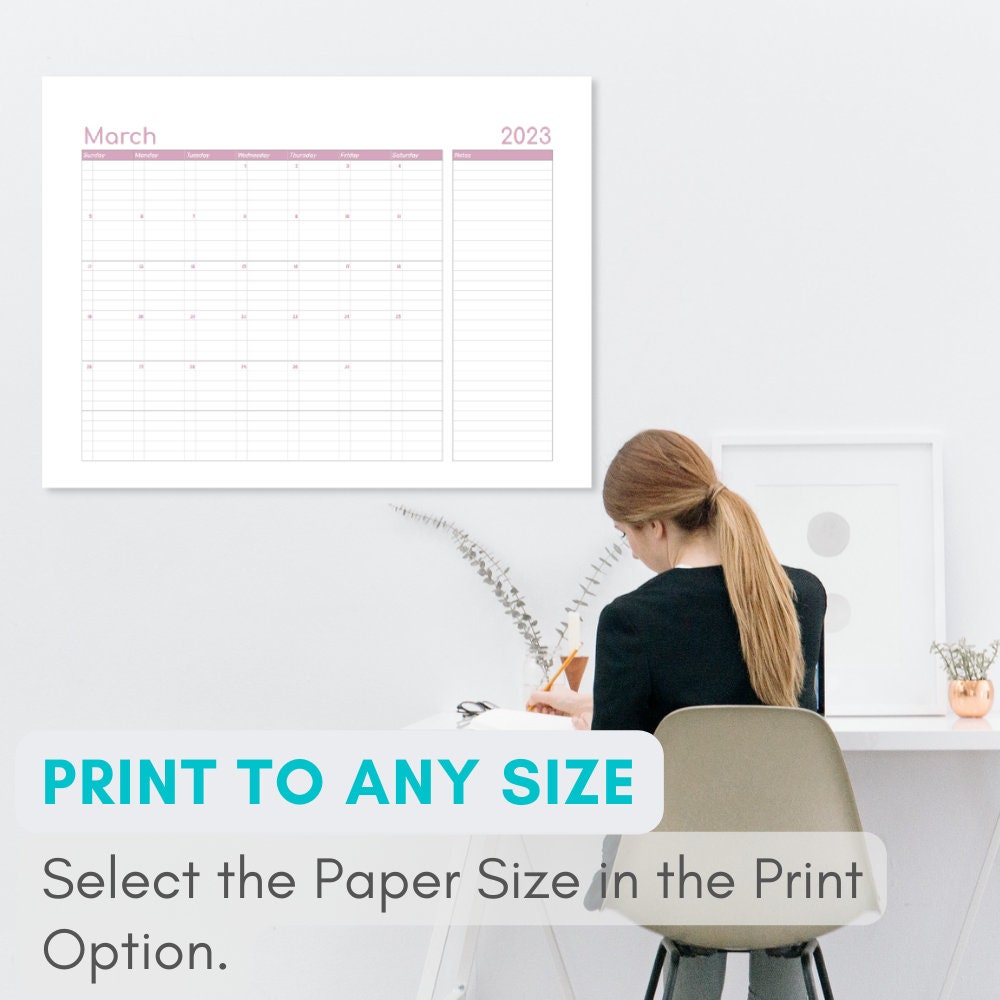 Custom Year Month Editable Monthly Calendar Printable - Etsy