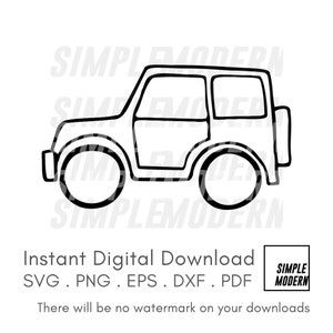 Handgezeichnete kompakter Geländewagen Umriss SVG-Datei zum Schneiden, sofortiger Download Vektor-Datei png eps dxf pdf, Linie Kunst Zeichnung Logo, Geländewagen