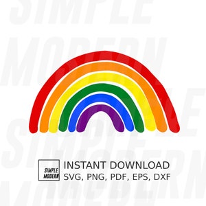 Handgezeichnete LGBTQ Pride Regenbogen Farbschild Vektordatei, Zeichnung, Sofort Digital Download Schneide- und Druckdatei, svg, pdf, dxf, eps, png