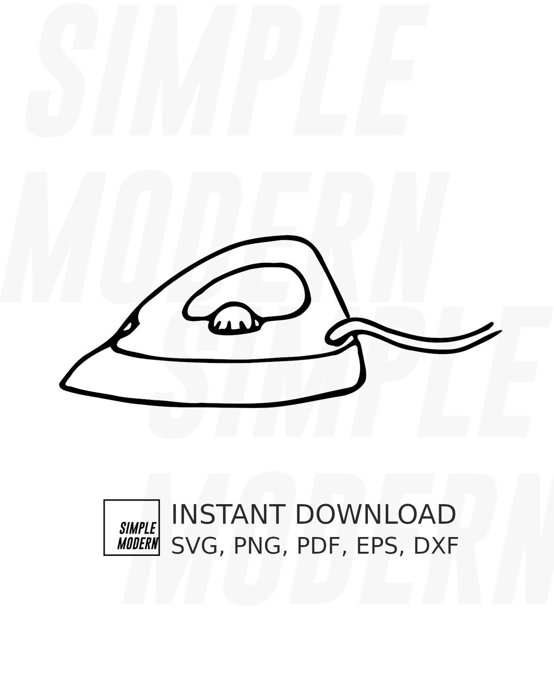 Ironing SVG, Handdrawn Steam Iron Vector Art, Press Clothes Laundry