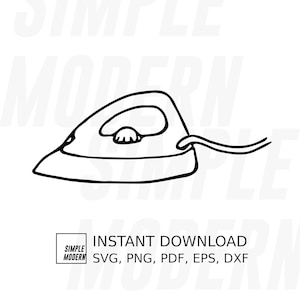 Ironing SVG, Hand-drawn Steam Iron Vector Art, Press Clothes Laundry Chores Image, Instant Digital Download for Cutting and Printing