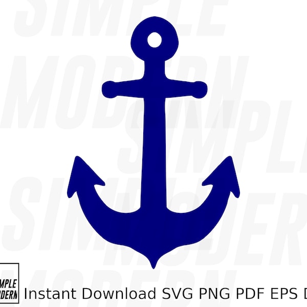 Nautical Blue Navy Anchor SVG, Anchor Drawing Vector Instant Digital Download, Hand Drawn Ship Anchor Cutting Files and Printable Clipart