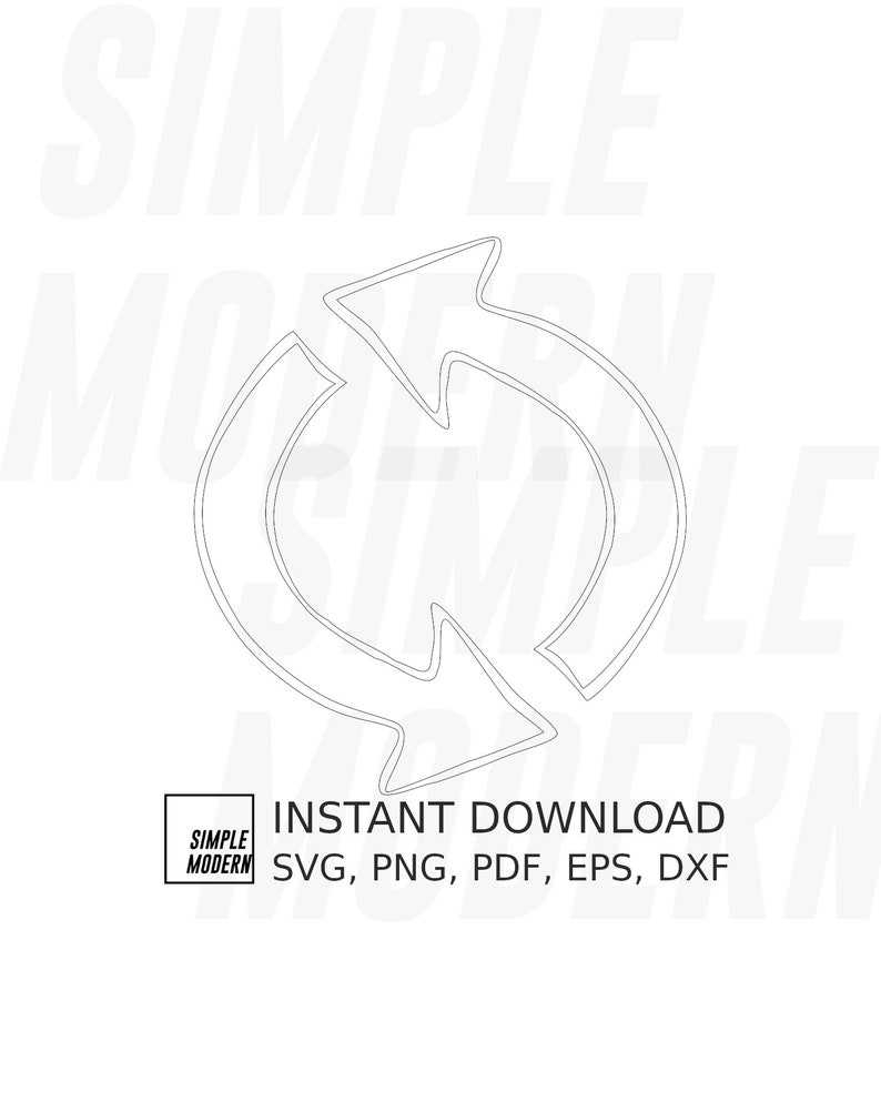 Repeat Arrow Circle Svg File for Cricut, Two Arrows Outline Cut File, Handdrawn Two Arrows in