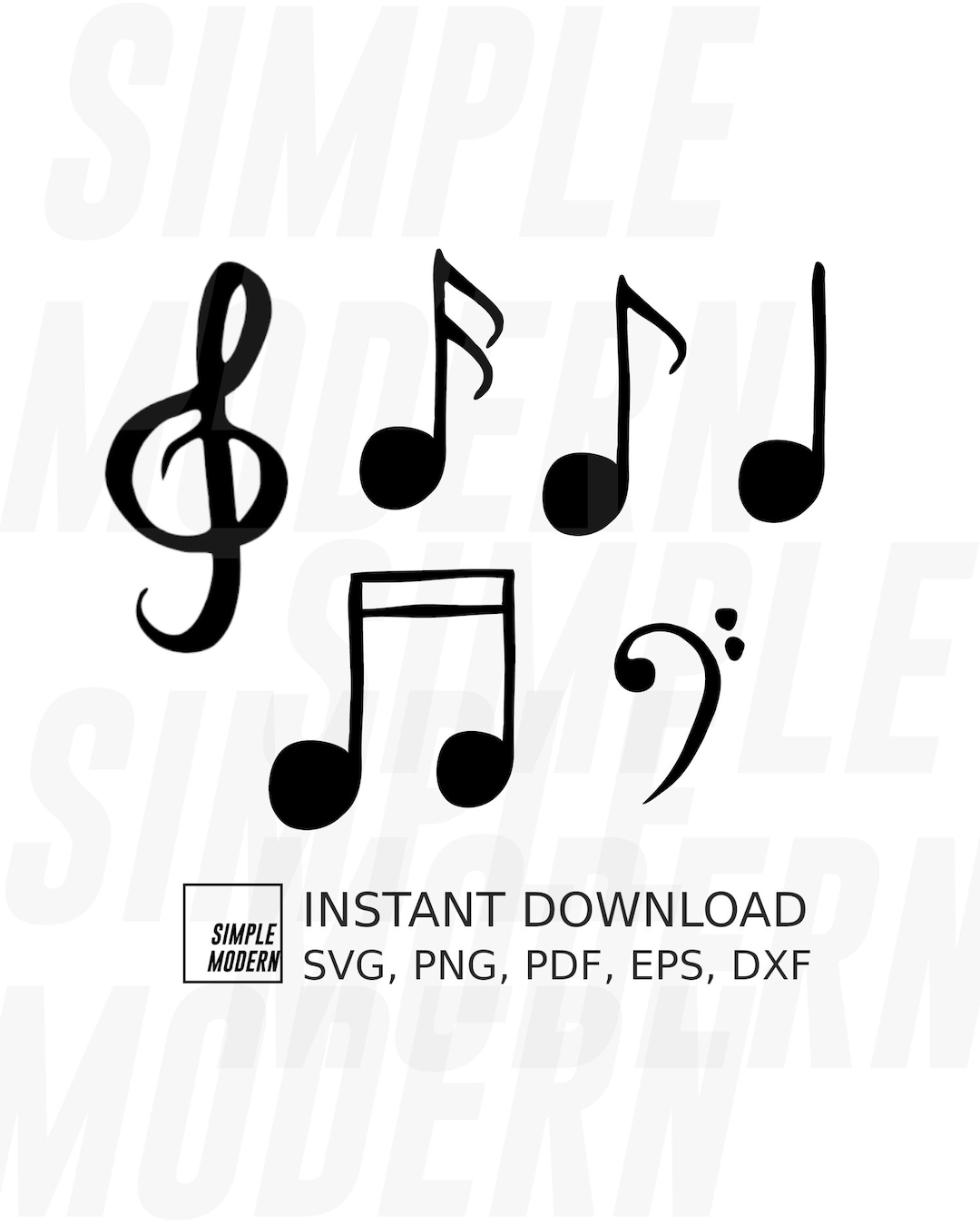 Bundle of Hand Written Music Notes SVG Files for Cutting, Brush ...