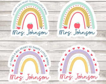 Personalized Teacher Rainbow Sticker: Water Resistant Decal