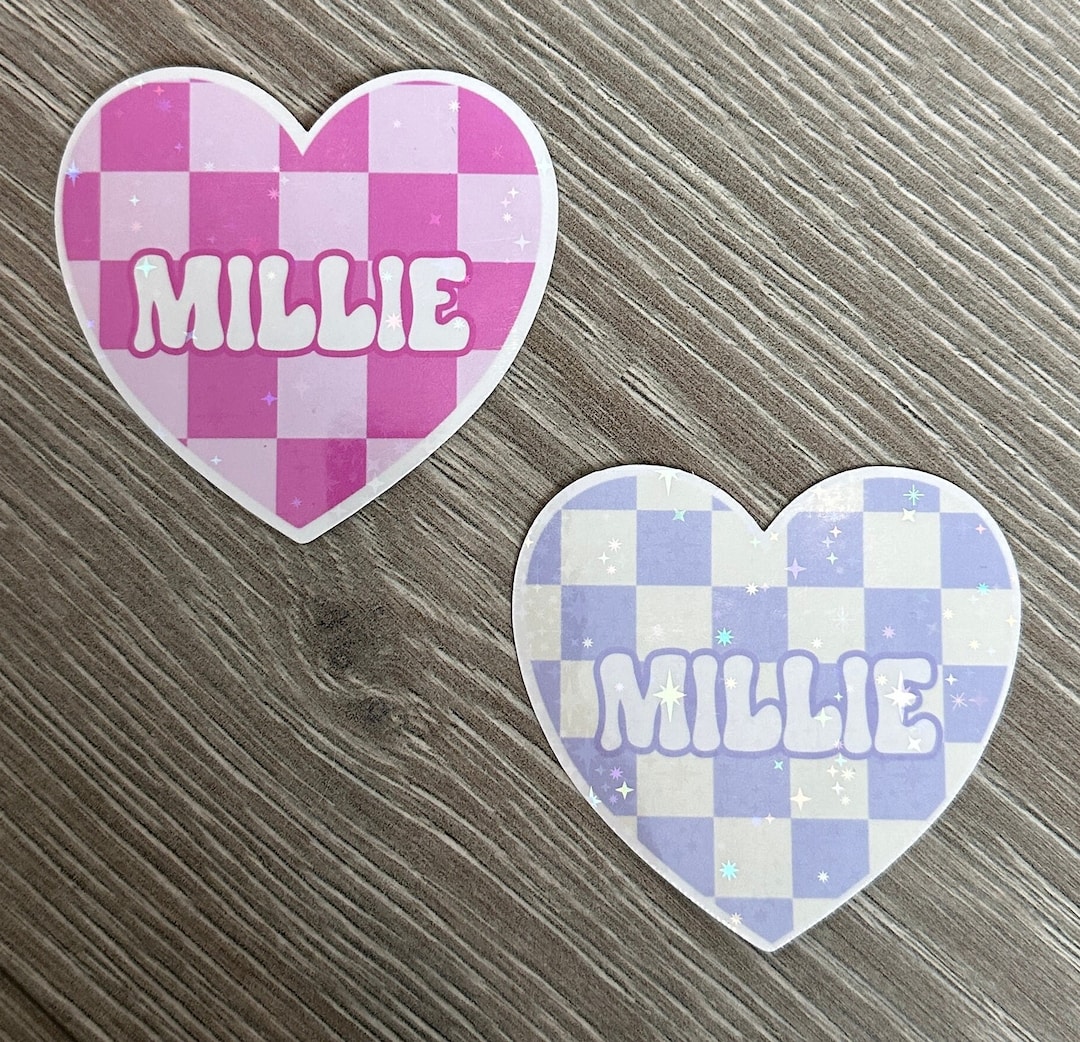 Personalized Retro Heart Name Sticker: Water Resistant Decal - Etsy