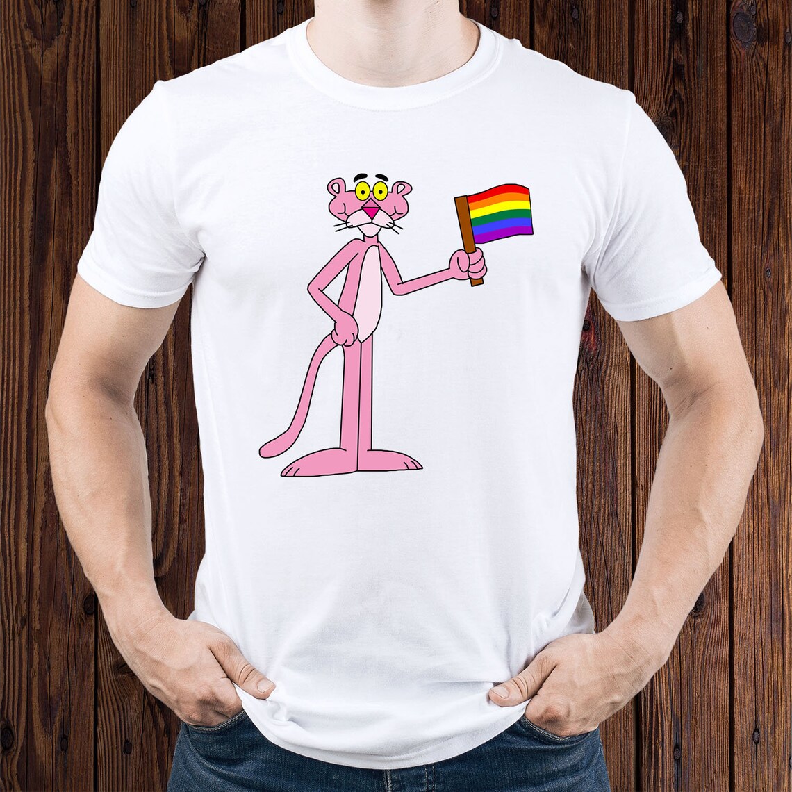 Pink Panther tshirt/ Pride flag t shirt/ Panther tshirt/ LGBT Etsy
