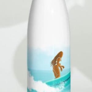 Edelstahl-Wasserflasche mit Longboard-Surf-Motiv