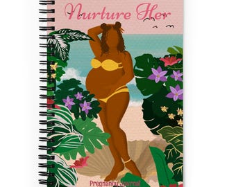 Nurture Her – dziennik ciążowy dla mam | Tropikalna Pamiątkowa Księga Macierzyństwa | Prezent dla mamy po raz pierwszy | Śledzenie brzuszka dziecka | Prezent na Baby Shower