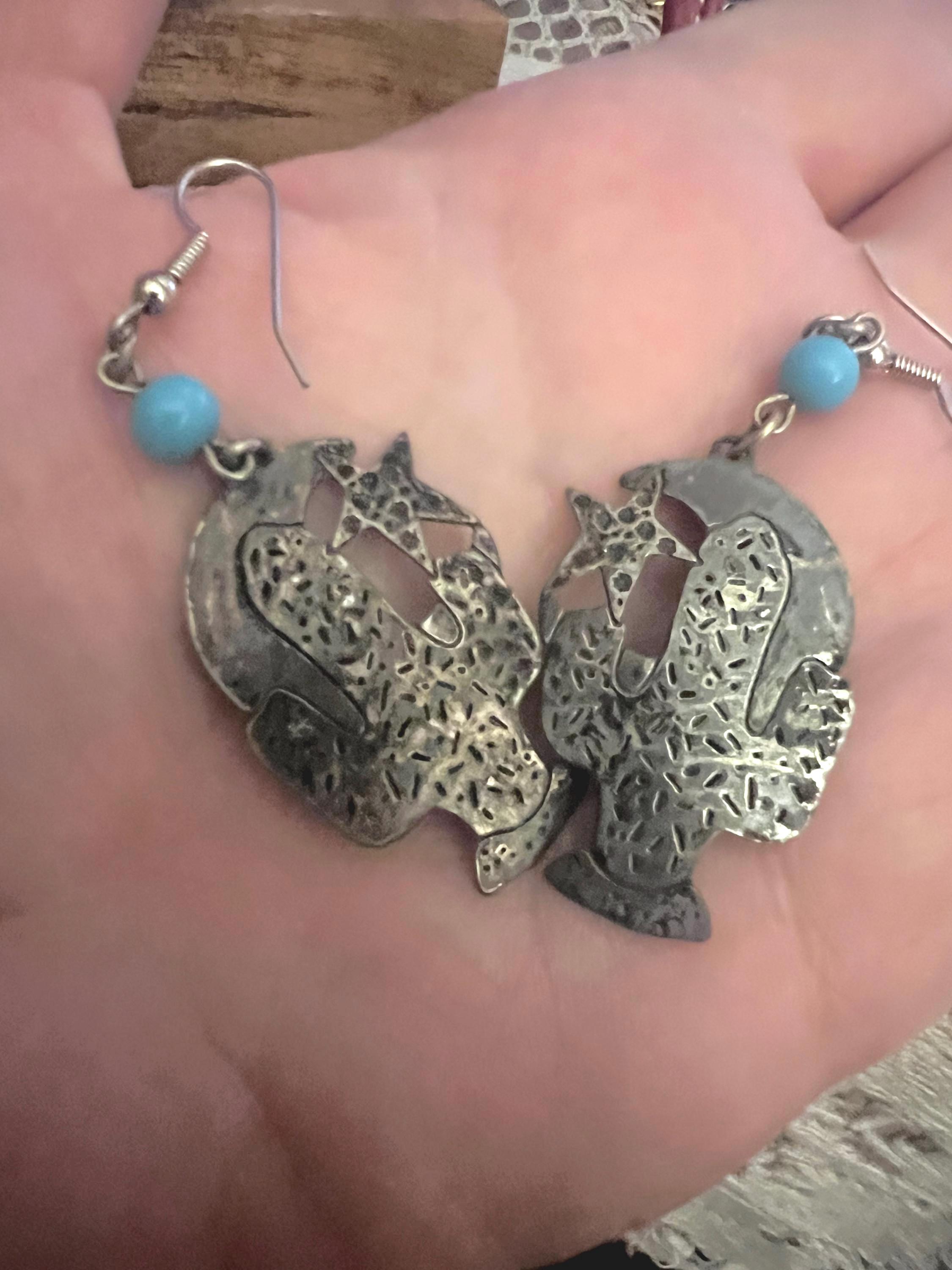Sterling Silver Vintage Cactus Cowgirl Earrings