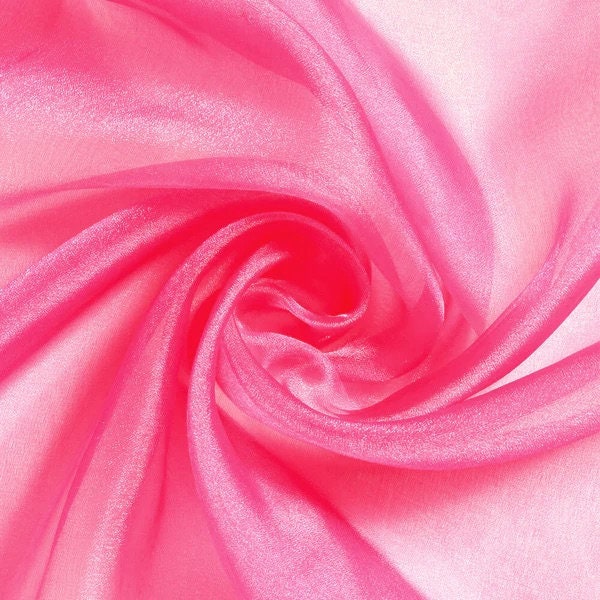 60" PINK ORGANZA FABRIC, Pink crystal organza, pink organza, pink silk organza, pink flag making fabric, pink sheer fabric