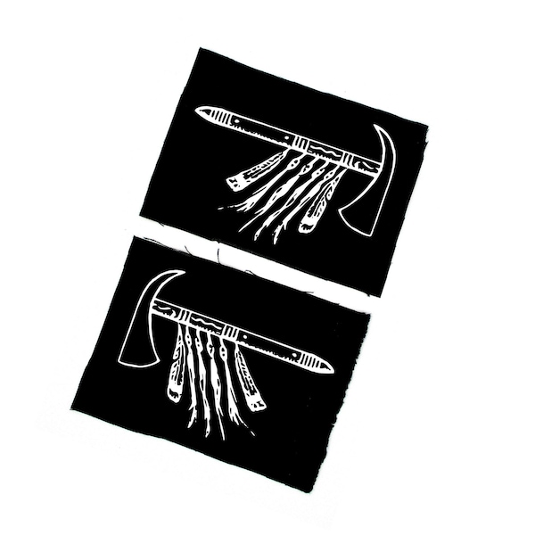 Tomahawk x 2/ 10x12cm Patches/ Battle Vest Project/ Steampunk Patches/ Small Sew on Patches/  Occult Patches