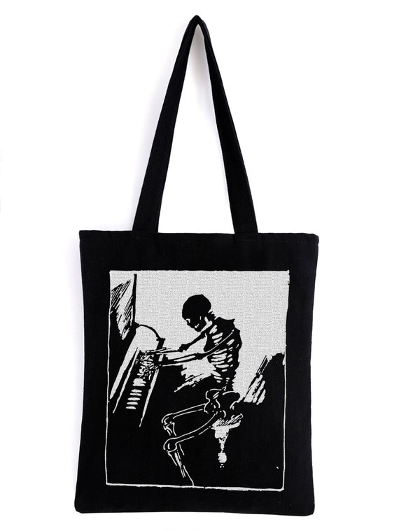 Skeleton Occult Tote Bag/ Goth Accessories/ Canvas Bag/ - Etsy