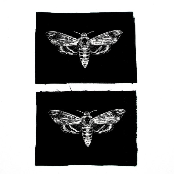 Death Head Moths x2/Occult Patch/ 2 x Small Sew on Patches/ Black Patch/ Occultism