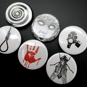 Twisted Six/ Set of 6 Grimoria Badges/ 25mm Badge/ Punk Button Badge/ Alternative Accessories