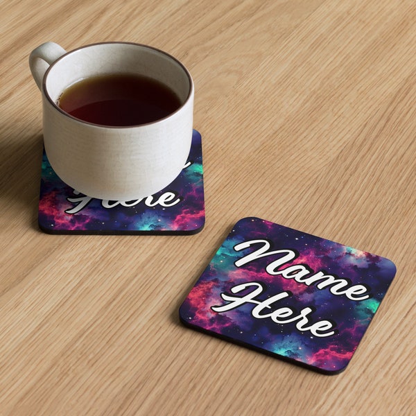 Personalized Galaxy Coaster Set, Custom Name Cosmic Coasters, Space Enthusiast Home Decor, Universe Inspired Gift, Celestial Present, Starry