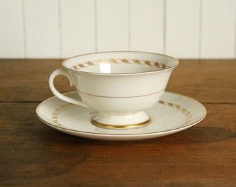 Vintage Franciscan DEL MONTE, Footed Cup & Saucer Set, Mid Century China