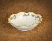 Vintage Hand Painted Fluted Nut Bowl, Candy Dish, Nippon Green Mark, Gold Detail, Porcelain