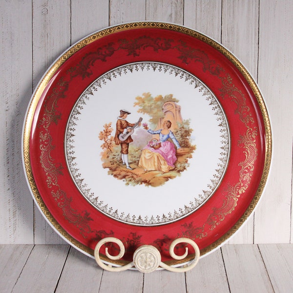 Fragonard Courting Couple 12" Serving Plate - Platter - Limoge France - For Doric 1978 Cruises - Gold Trim