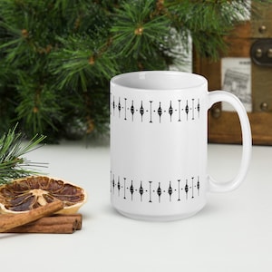 WH Grindley, Black and White, Atomic, 15 oz. Vintage MCM Design, Coffee Mug,
