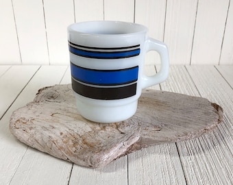 Vintage Stuckey's Coffee Club Mug: Aqua Stripes, Fire King Milk