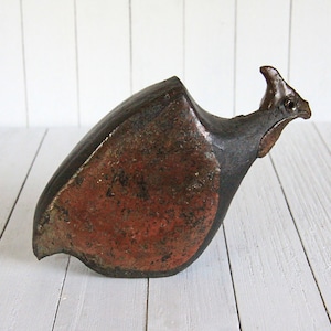 Primitive Barro Negro Pottery - Quail Figurine - Bronze Glazes - Oaxaca Mexico - Black Clay Pottery
