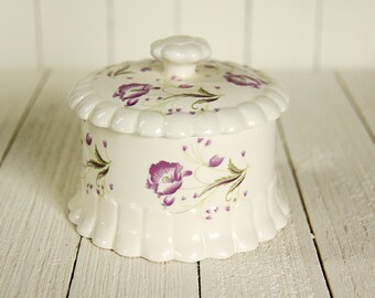 Vintage 80s Trinket Box: Floral Stash Box, Gator Mold 1983