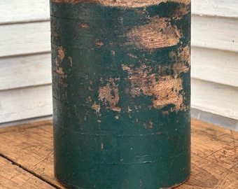 Handwrought Green Painted Wooden Mold: Industrial Artifact Vessel