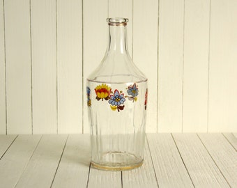 Retro Flower Power Dutch Decanter, Wine bottle, Carafe