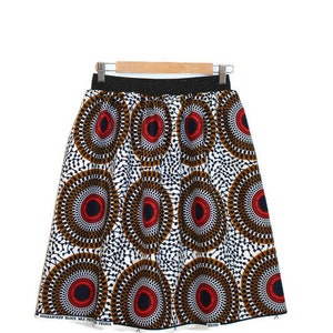 Longueur au choix, jupe inspiration wax taille élastique noir scintillant, T 38/40 jupe tissu africain image 3