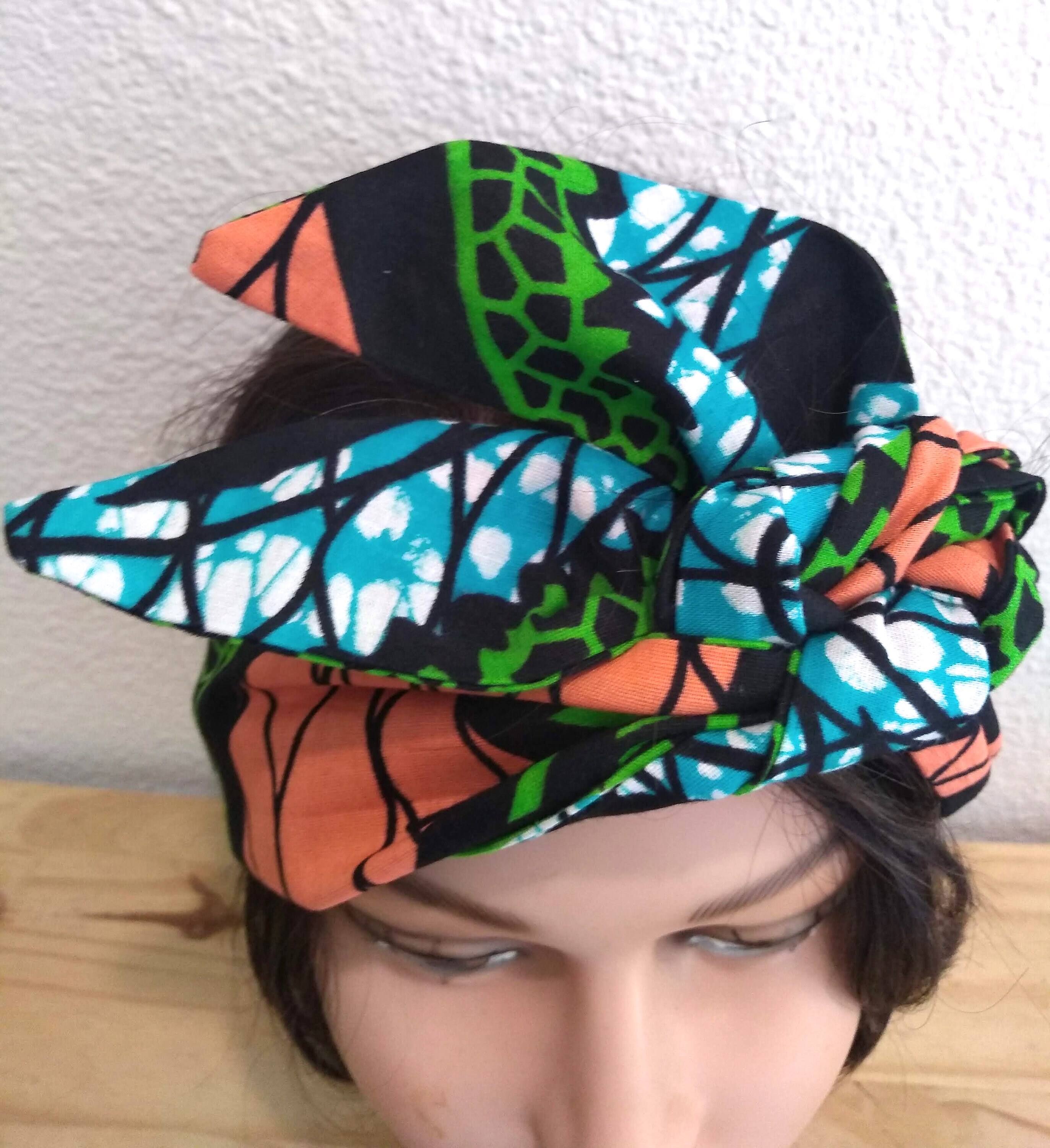 Bandeau Cheveux En Wax Africain - Noir, Motif Ethnique - Pour Tous Types De Cheveux