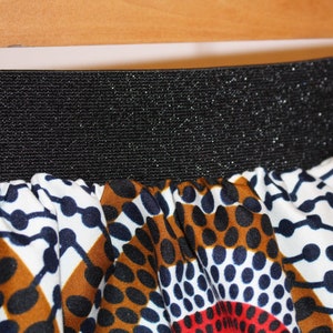 Longueur au choix, jupe inspiration wax taille élastique noir scintillant, T 38/40 jupe tissu africain image 4