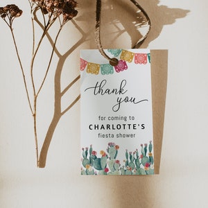 Fiesta gift tags, cactus bridal shower tag, Mexican wedding favor tags template, desert bright colorful floral thank you tags #144-14B