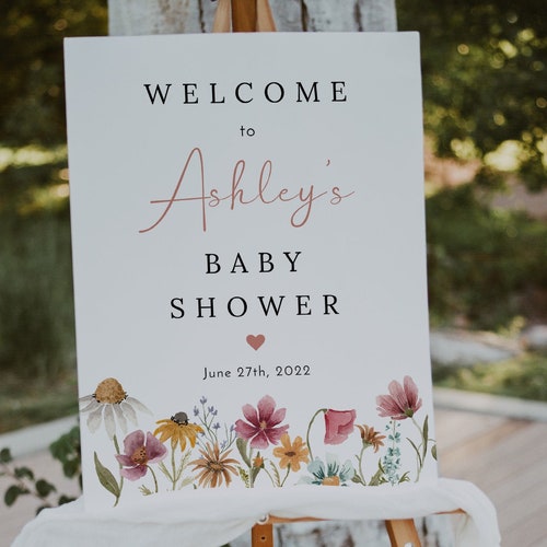 Wildflower Baby Shower Sign Template Wildflower Baby Etsy