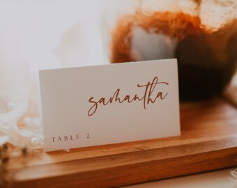 Terra- Cotta Handmade Paper Wedding Escort Cards Raw Edge Escort Cards Terra-Cotta Calligraphy Place Cards Wedding Stationary