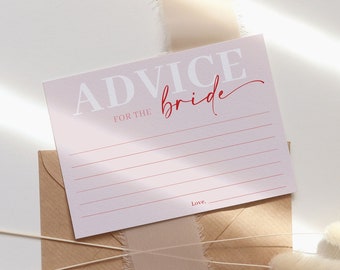 Red and pink advice card, hot pink advice card template, red pink blush bridal shower advice card, bold minimal modern fuchsia #171