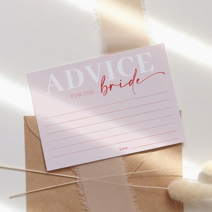 Red and pink advice card, hot pink advice card template, red pink blush bridal shower advice card, bold minimal modern fuchsia #171