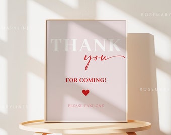 Pink and red favors sign, hot pink favor sign template, red pink thank you sign, bridal shower sign, blush wedding signs, bold fuchsia #171