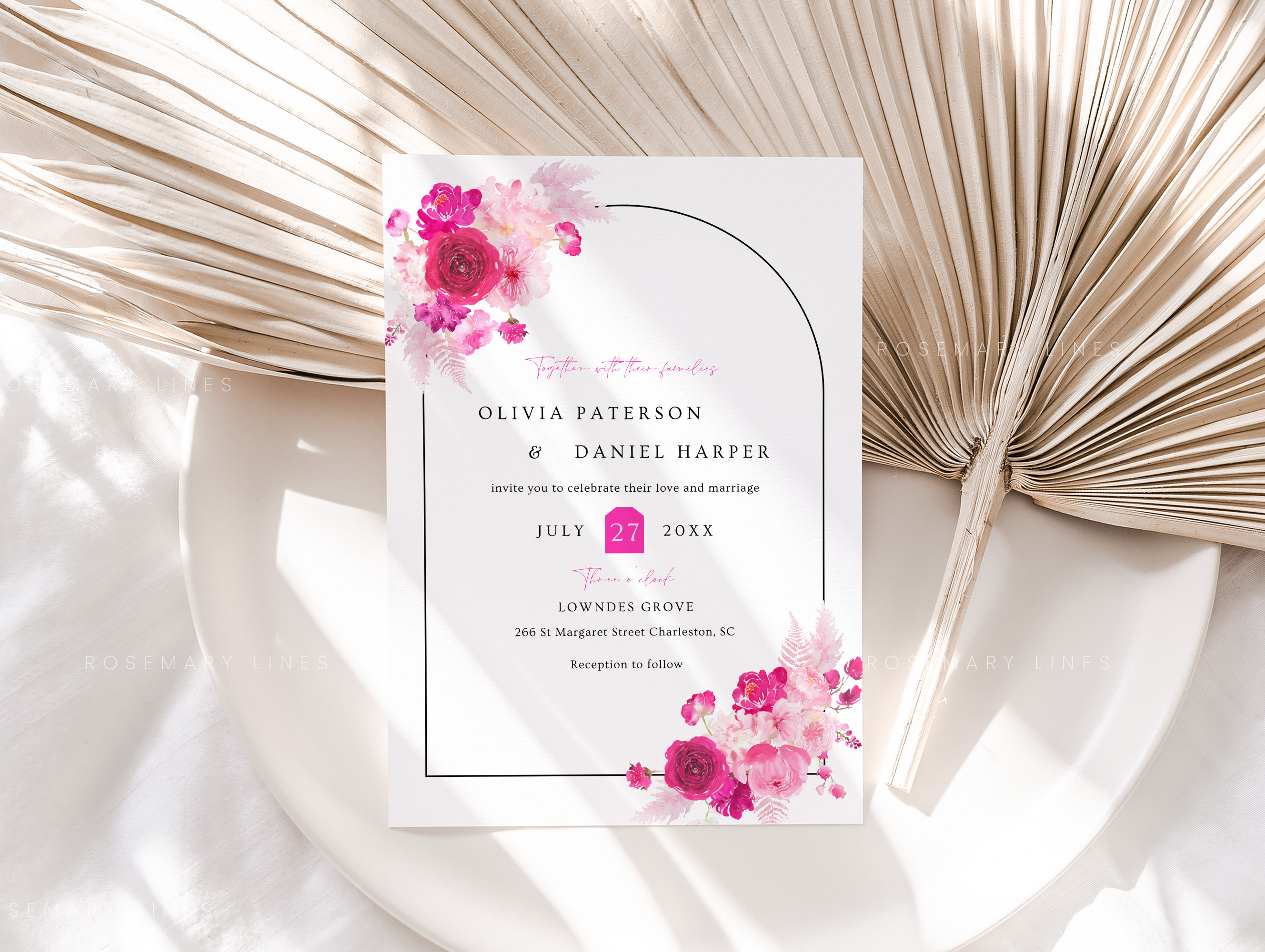 Hot Pink Wedding Invitation Template, Pink and Blush Floral Wedding  Invites, Blush Pink Fuchsia Magenta Summer Wedding Invitations #212 - Etsy, image size:2656x2000