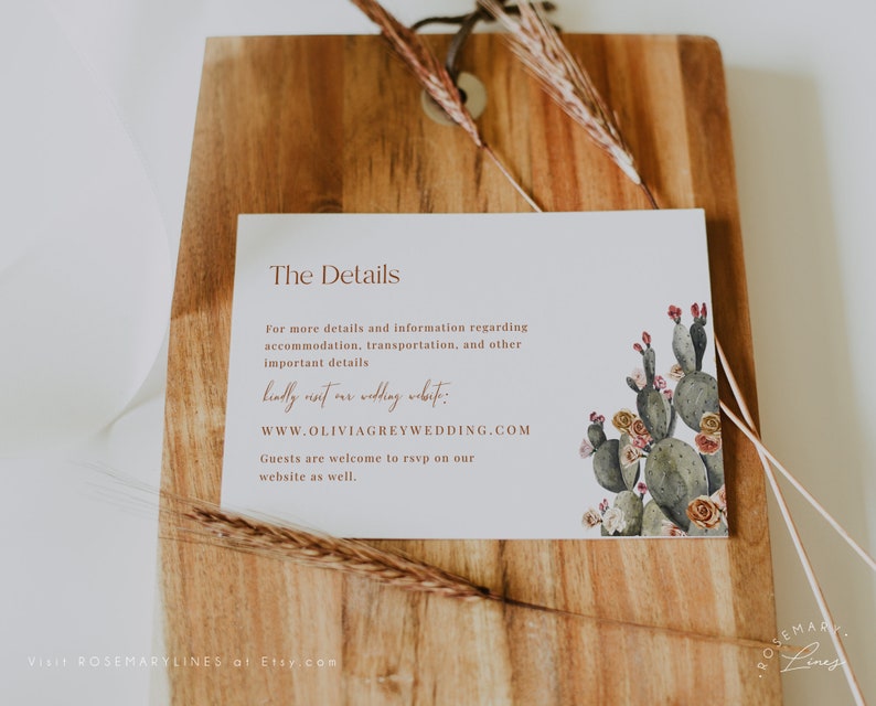 Desert wedding invitation template, cactus wedding invites set, earthy burnt orange mustard rust muted floral wedding suite 145-5 image 3