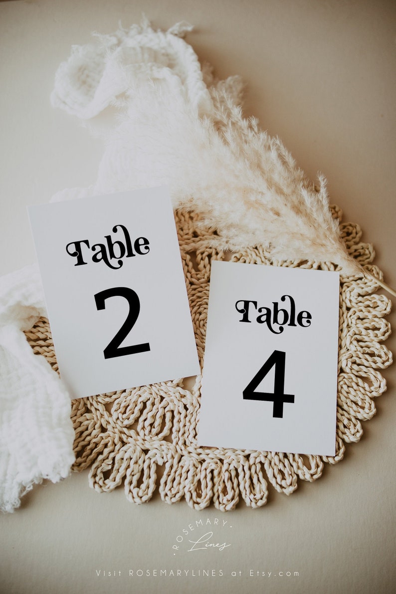 Modern Retro Table Numbers 60s 70s Wedding Table Number Etsy