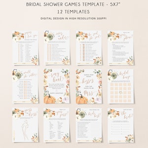 Fall bridal shower games bundle - pumpkin shower games - printable games template - neutral boho autumn rustic bridal party games #120 imagen 7