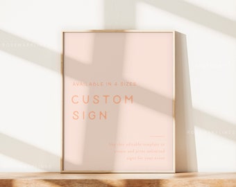 Peach custom sign template, bright summer wedding signs, pastel personalized sign, editable shower signs, apricot blush orange coral #175