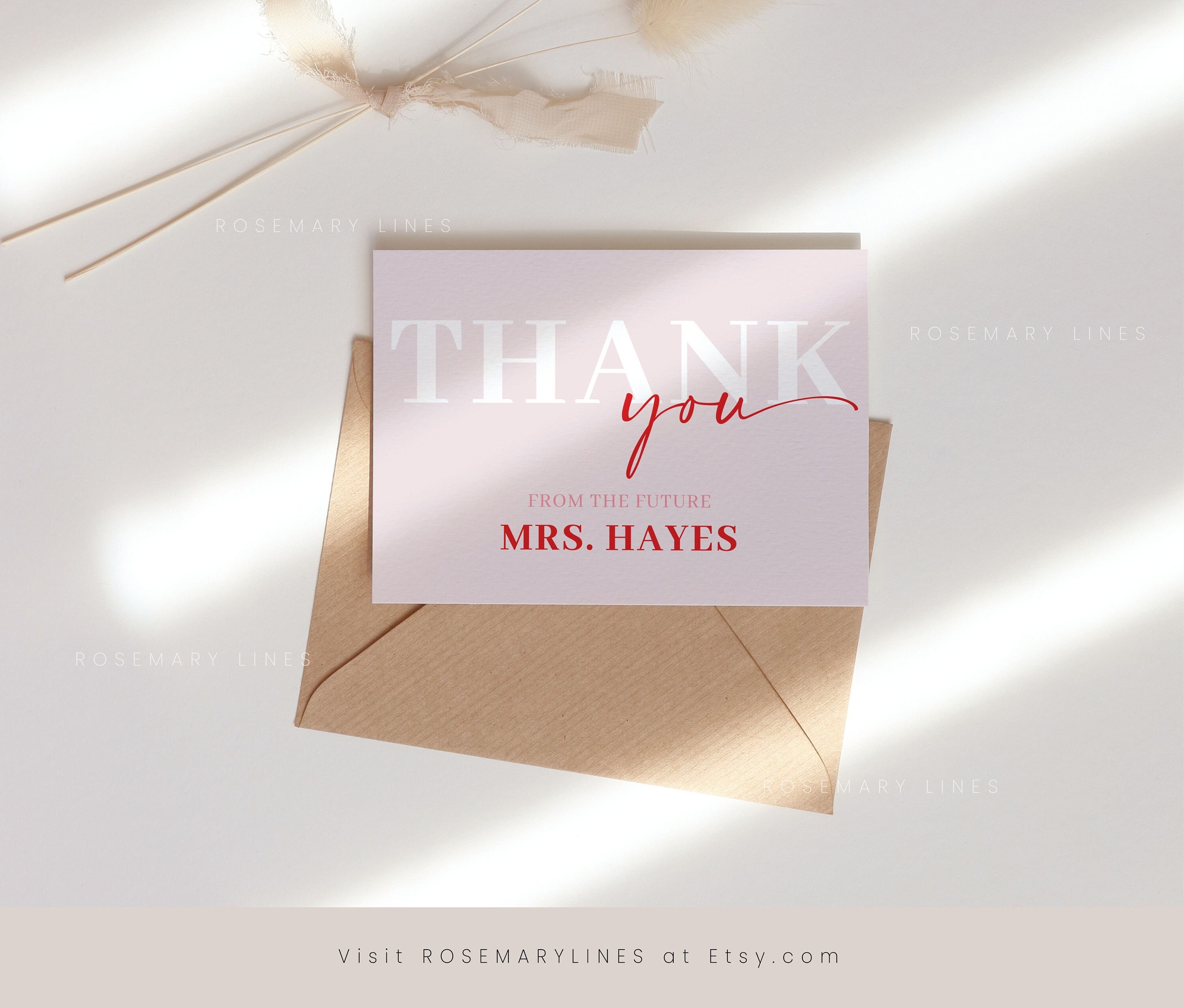 Pink and Red Thank You Card Template, Hot Pink Wedding Thank You Card ...