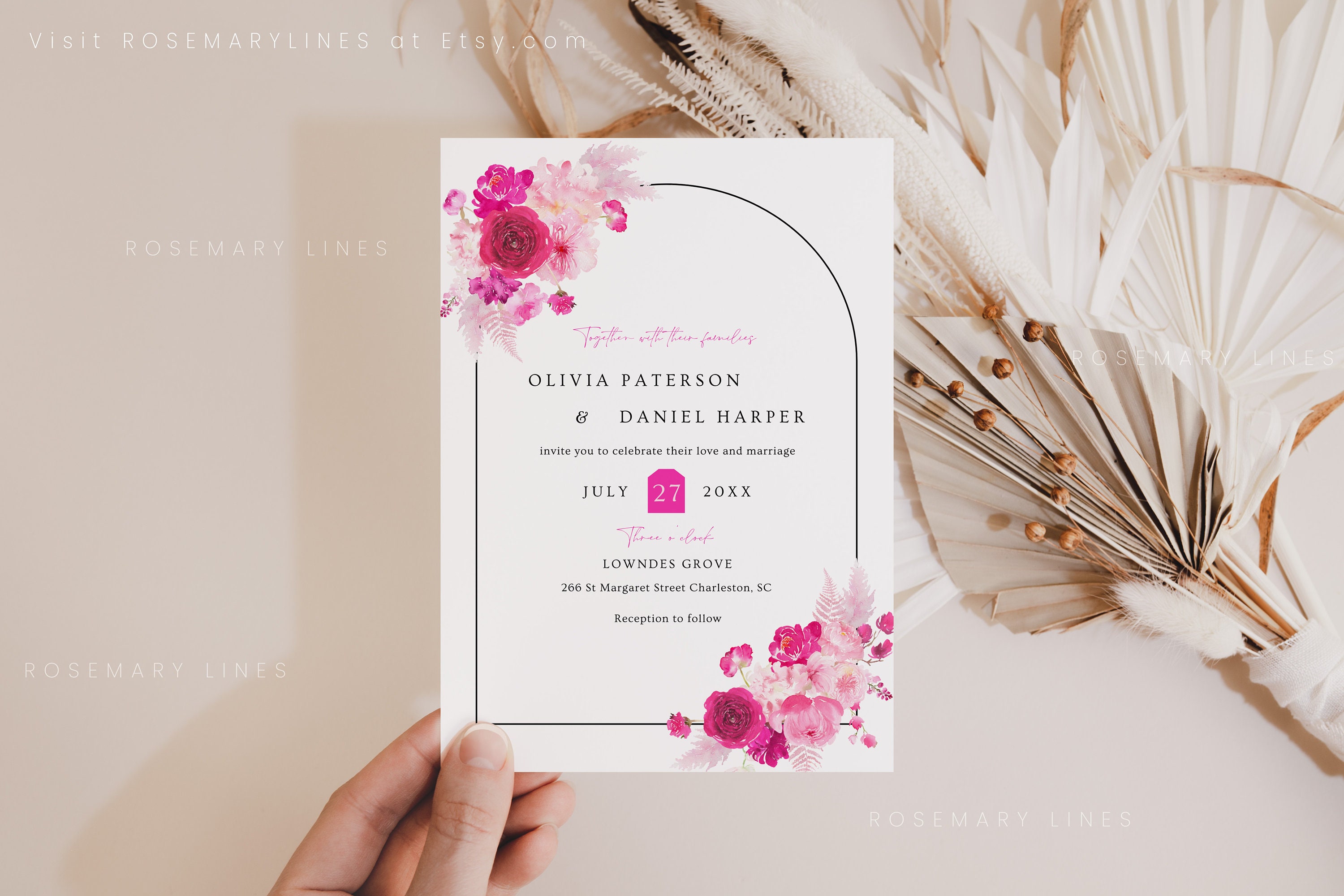 Pink wedding cheap invitation