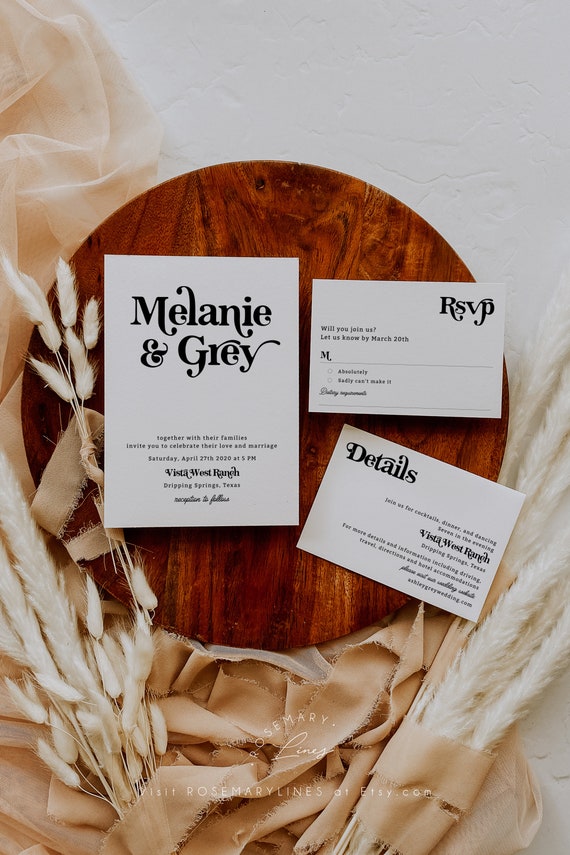 Retro wedding invitations deals