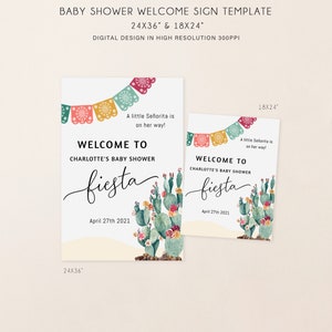 Fiesta Baby Shower Welcome Sign, Mexican Baby Shower, Cactus Welcome ...