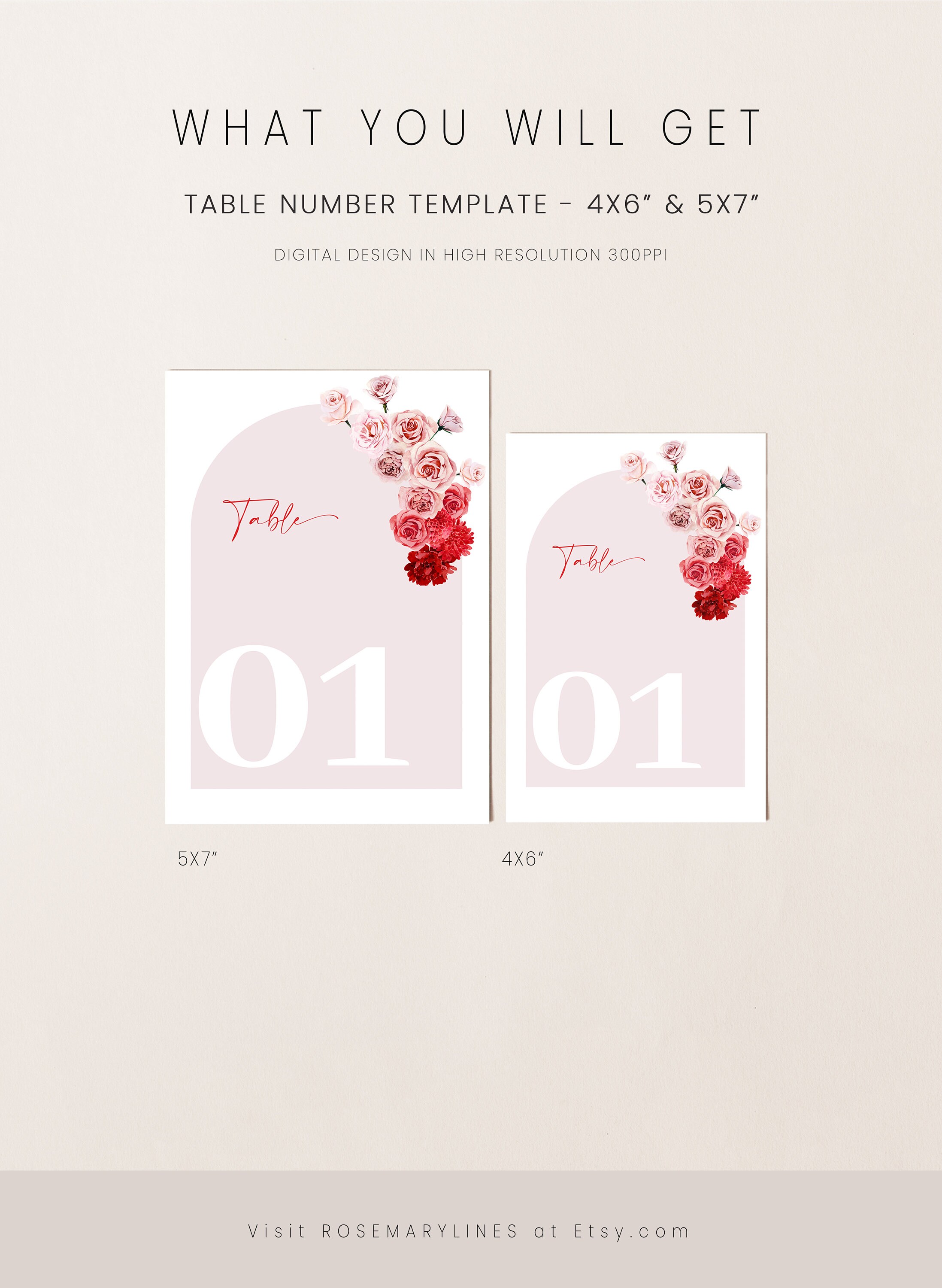 Red Roses Table Numbers Red and Pink Rose Table Numbers, Ombre Red Pink Floral Wedding Table ...